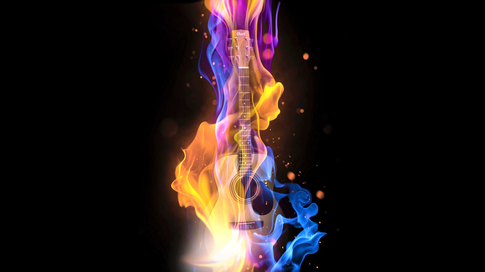 chitarra basso basso musica fuoco