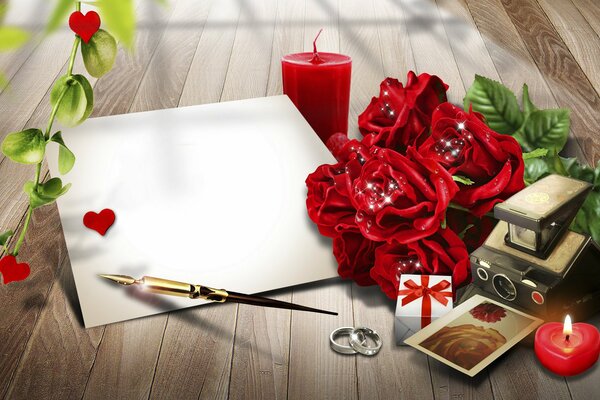 A romantic letter inspired by pictures and flowers