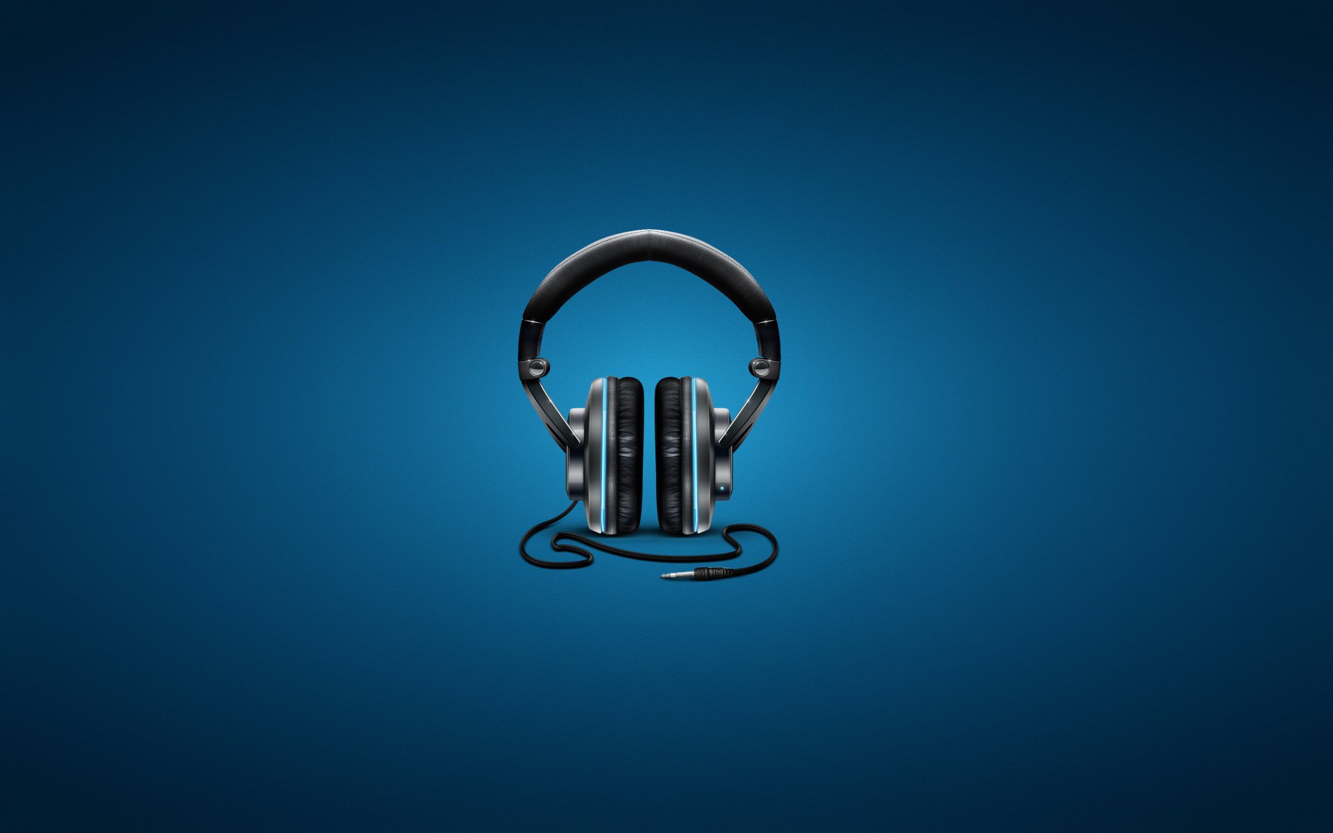 headphones cord music blue background