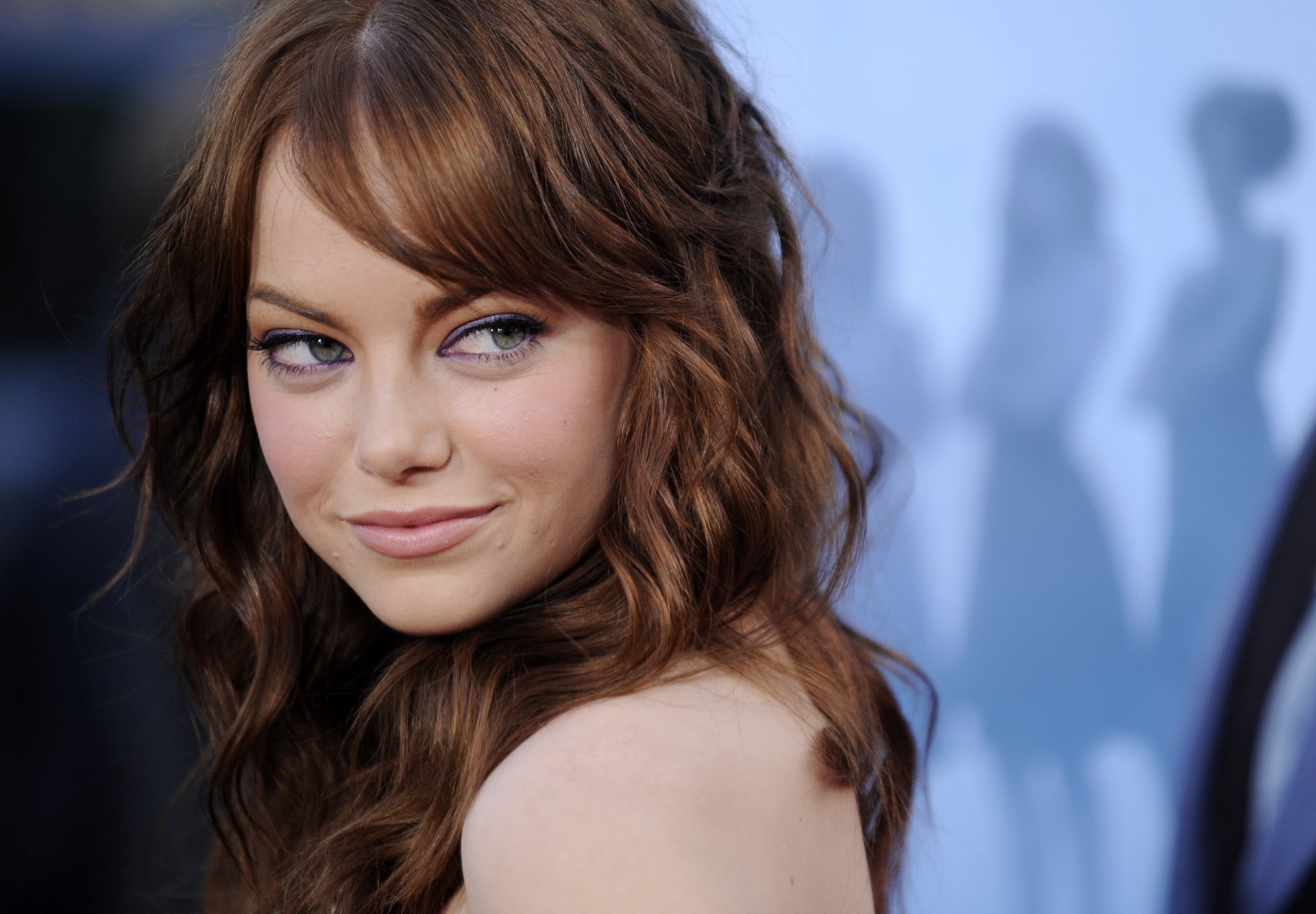 emma stone actriz azul azul ojos labios mirada