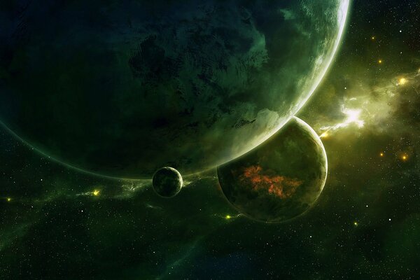 Différentes planètes lumineuses dans l espace