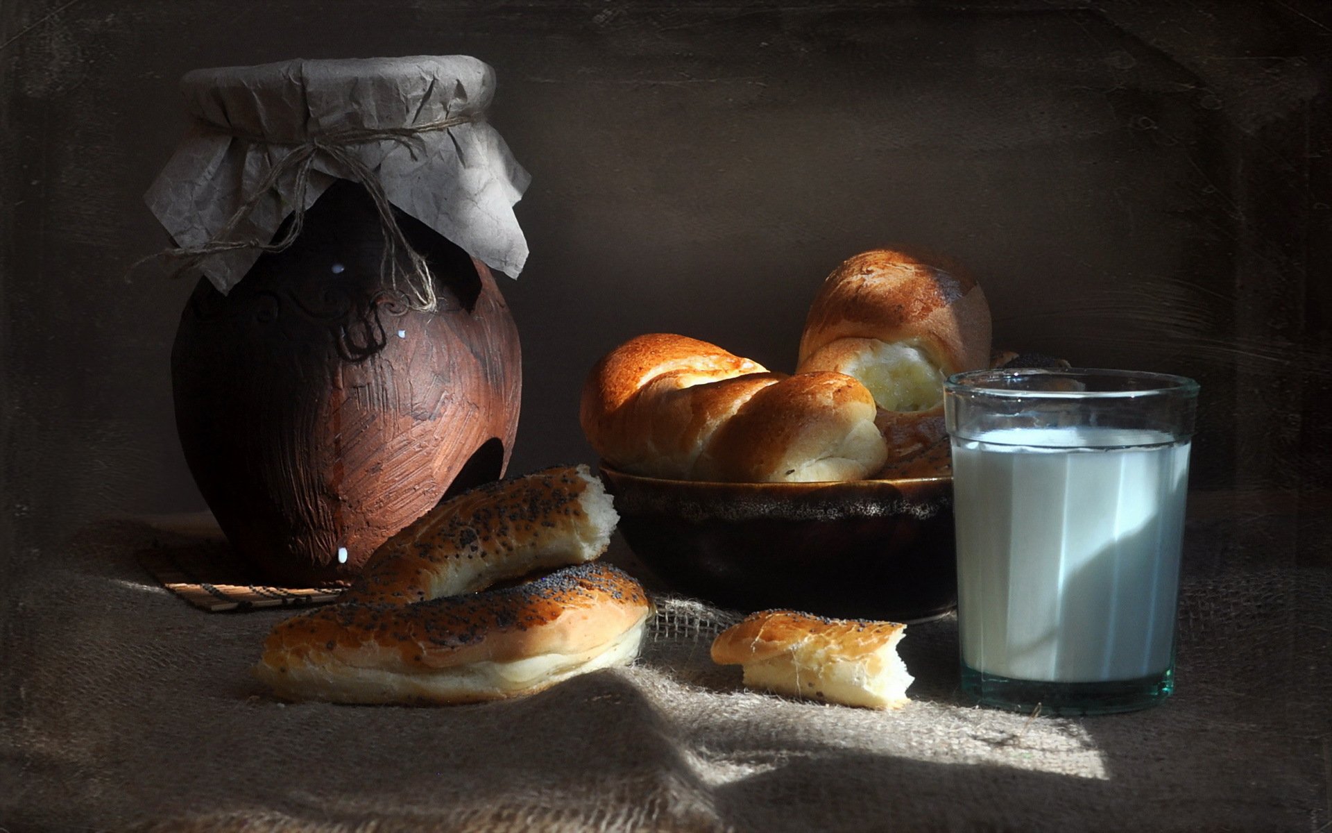 buns food composition milk still life food background photo bread