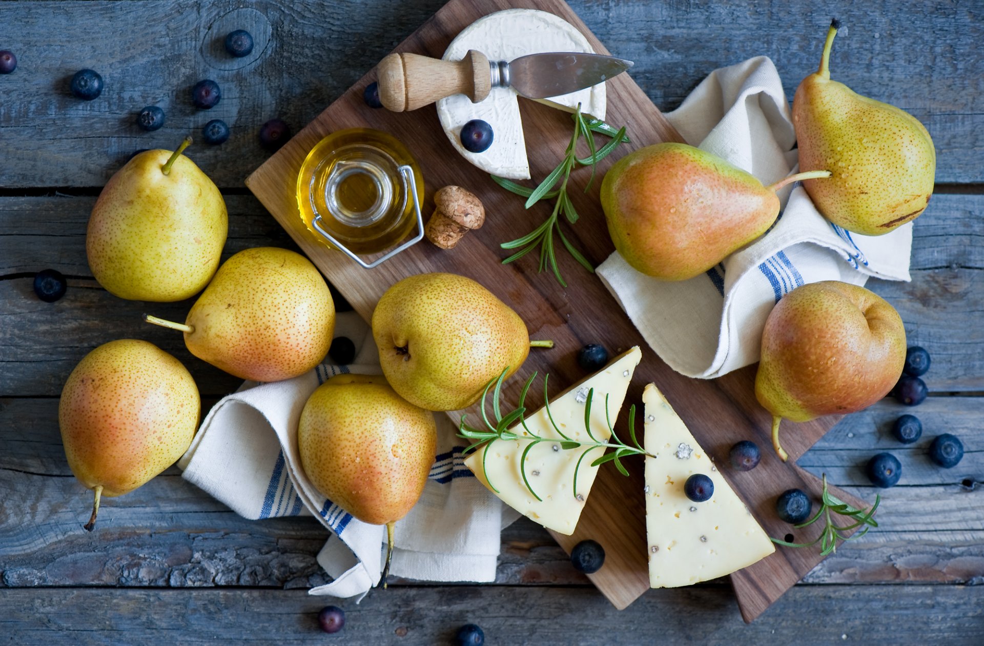 pear cheese blueberries fruits berries wipes still life