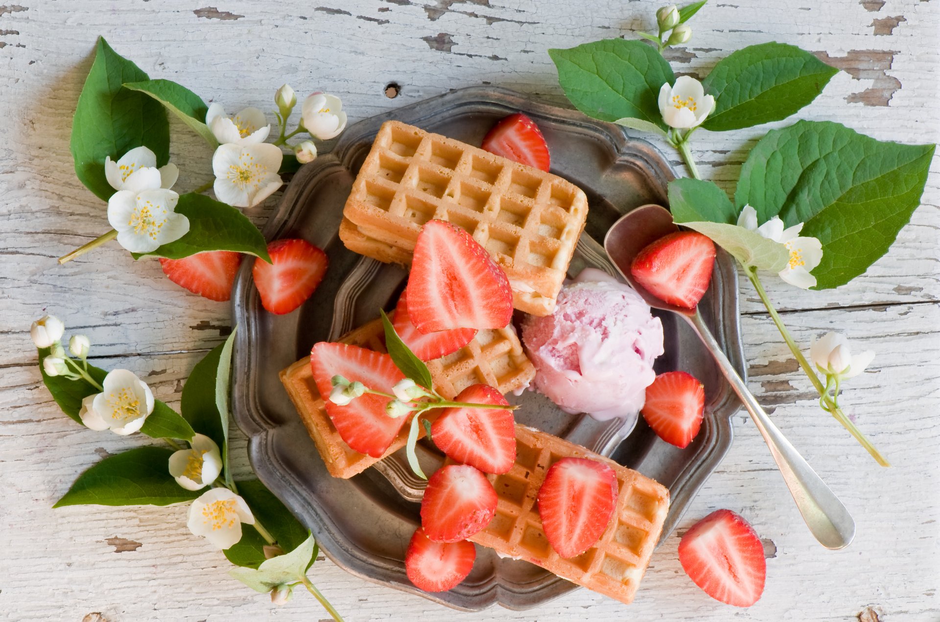 gofres bayas fresas helado jazmín