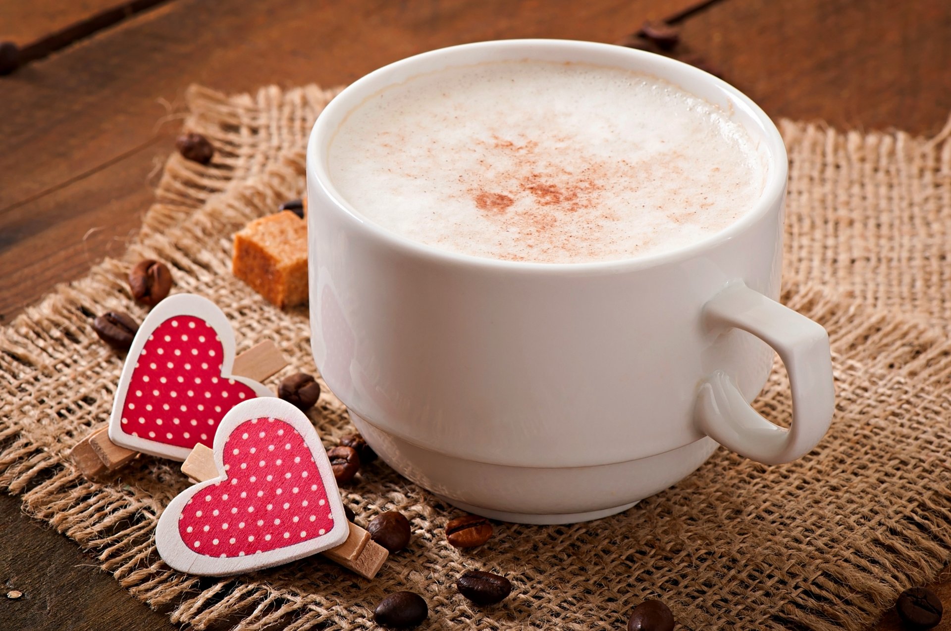 tasse café lait cacao coeur amour