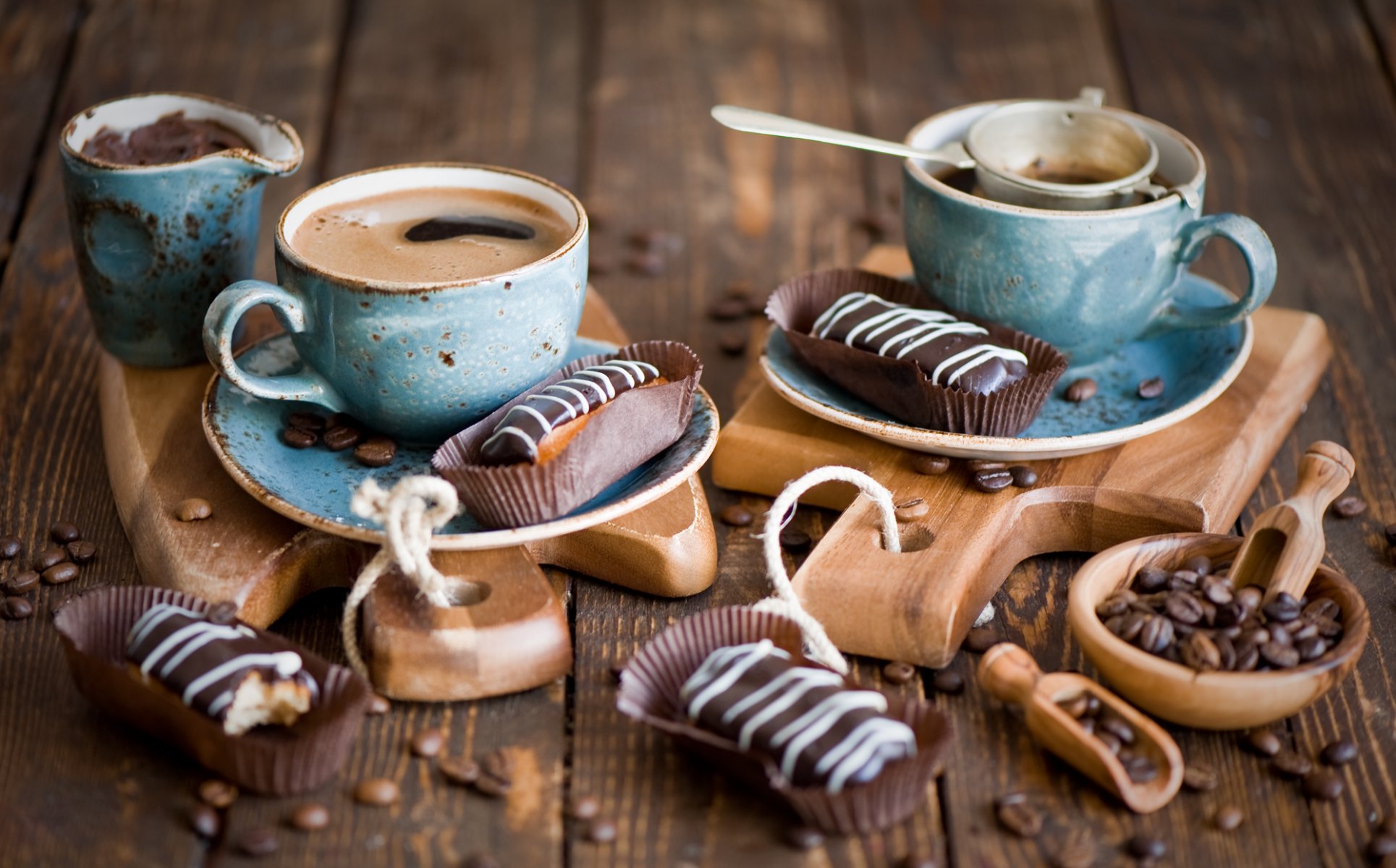 eclairs coffee still life