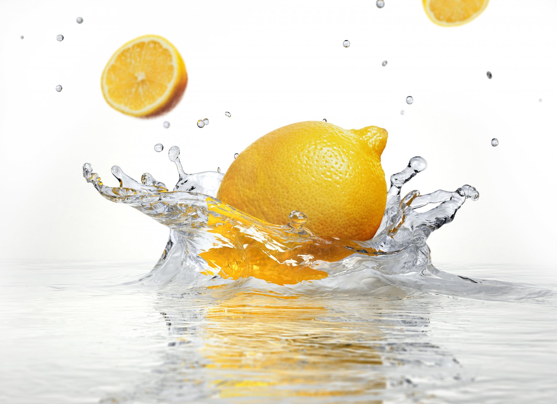 white background lemon spray water spray