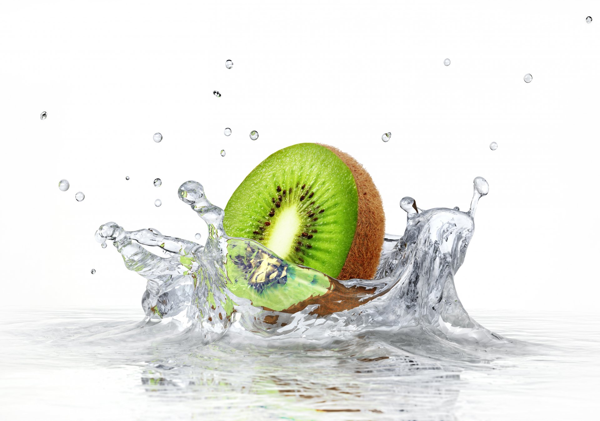 white background kiwi spray water spray