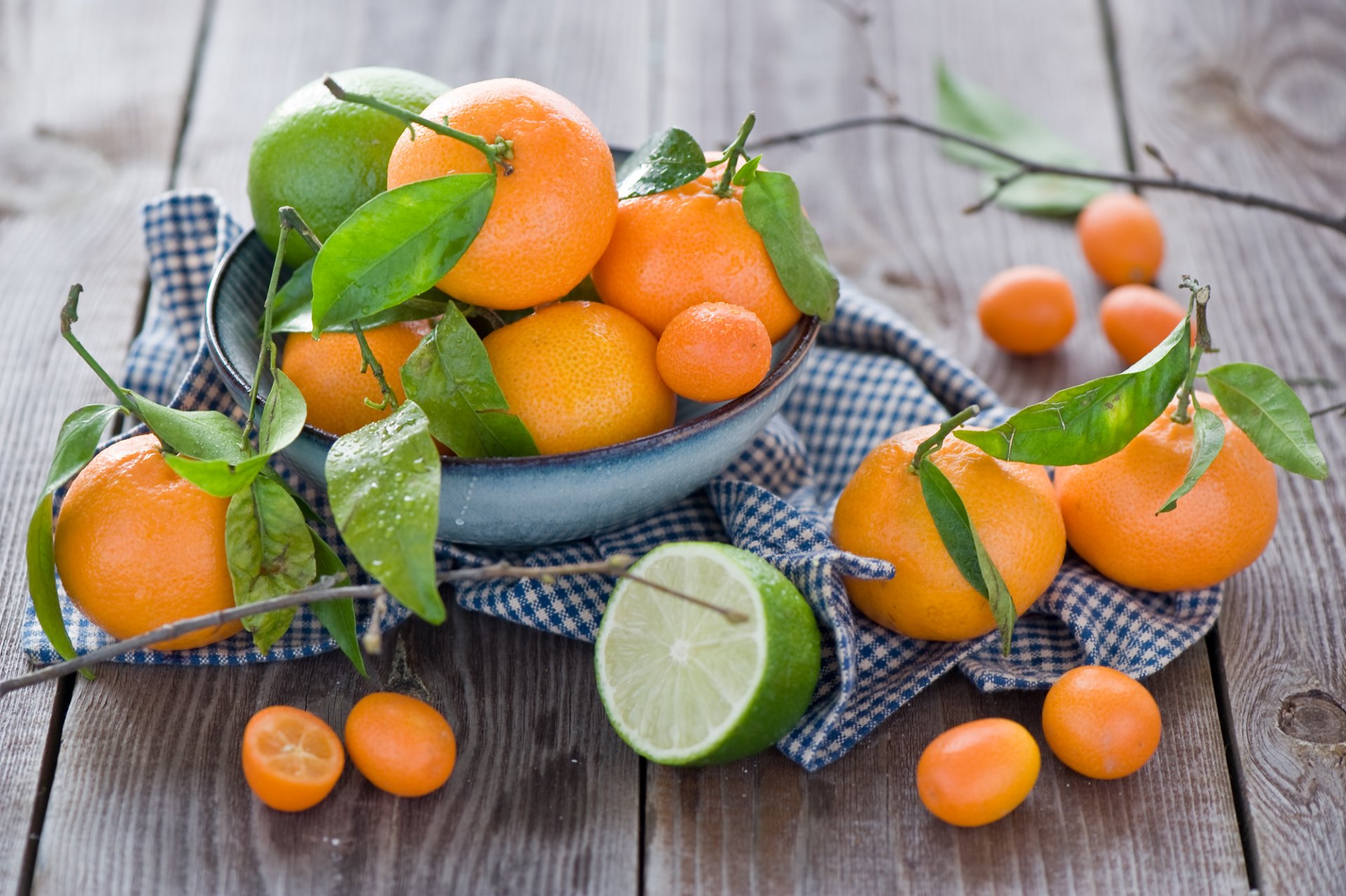 mandarinas lima kumquat cítricos fruta plato hojas anna verdina