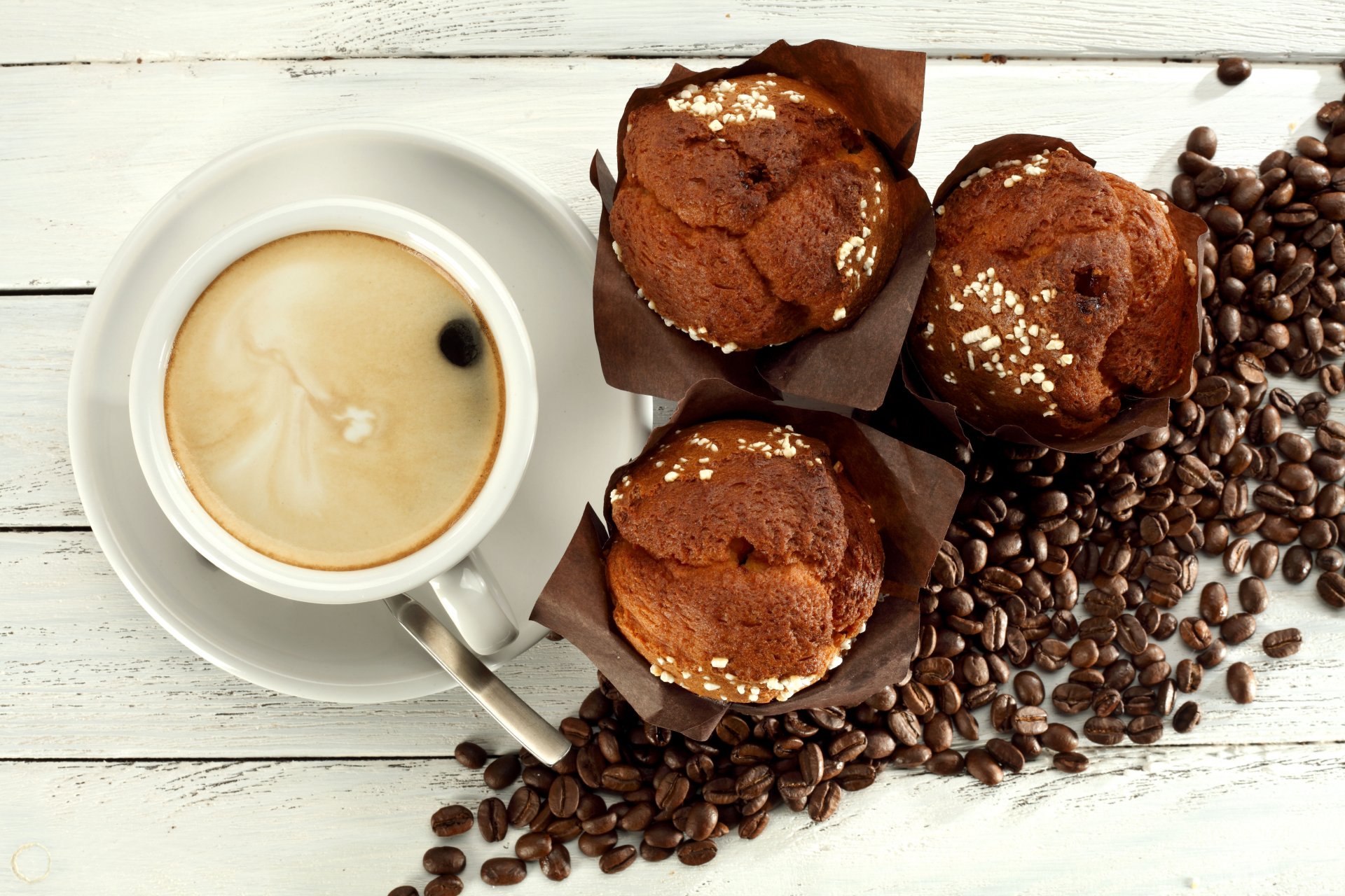 kaffee tasse frühstück cupcake bohnen muffins