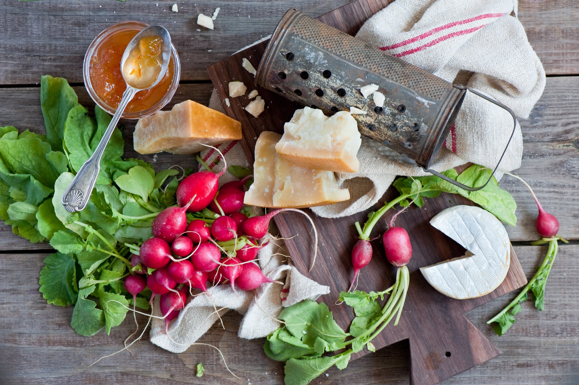 radish cheese jam grater still life