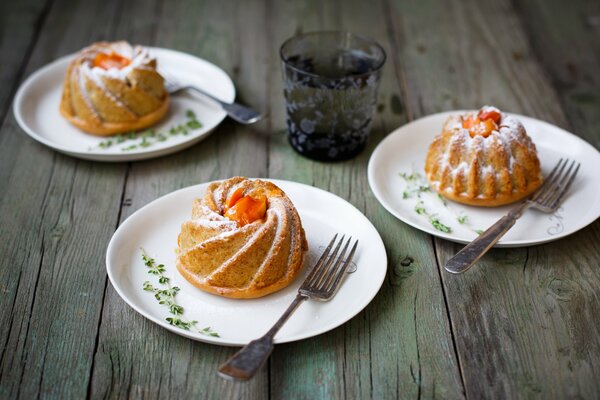 Apricot cupcakes with powdered sprinkles