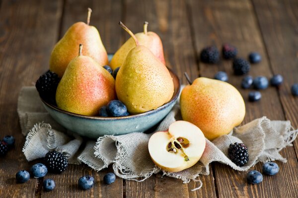 Delicious pears and berries