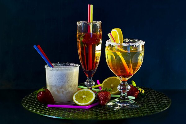 Lemon-flavored food on a tray