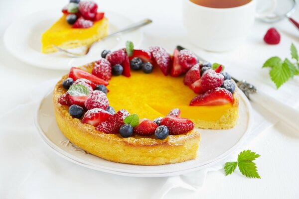 Beautiful berry cake on a plate