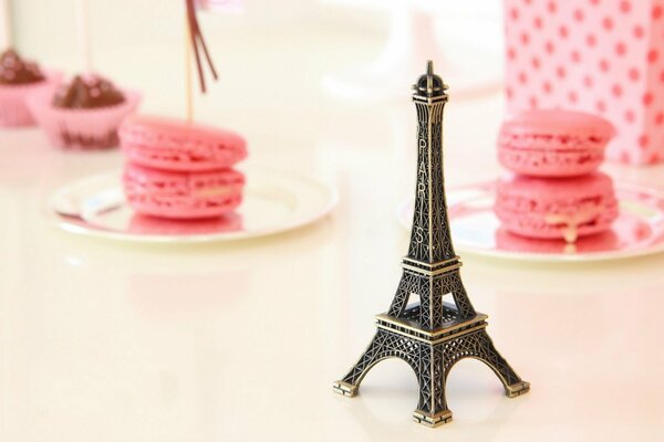 The model of the Eiffel Tower on the table