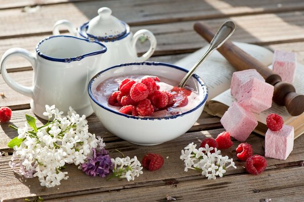 Puedes hacer yogur natural en casa de crema agria y frambuesas