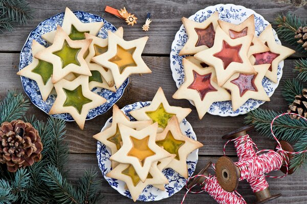 New Year s pastries: cookies in the form of stars