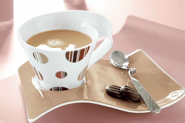 Morning drink with cookies from a beautiful cup