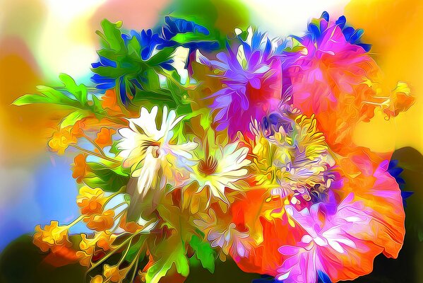Bouquet de fleurs sauvages 3D