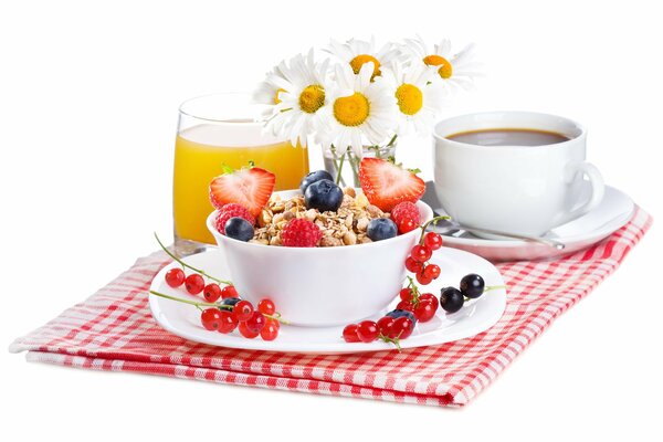 Stillleben Frühstück mit Kaffee und Blumen