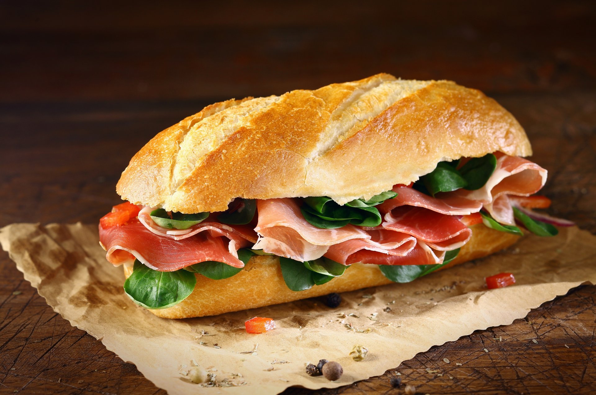 panino panino pane pagnotta prosciutto deli pepe