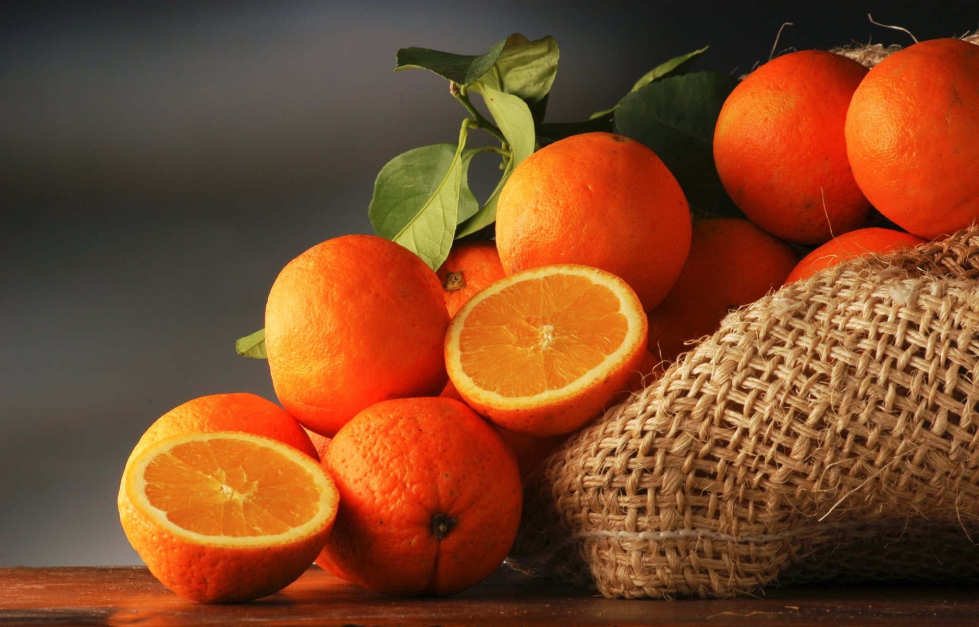 naranjas frutas cítricos bolsa hojas