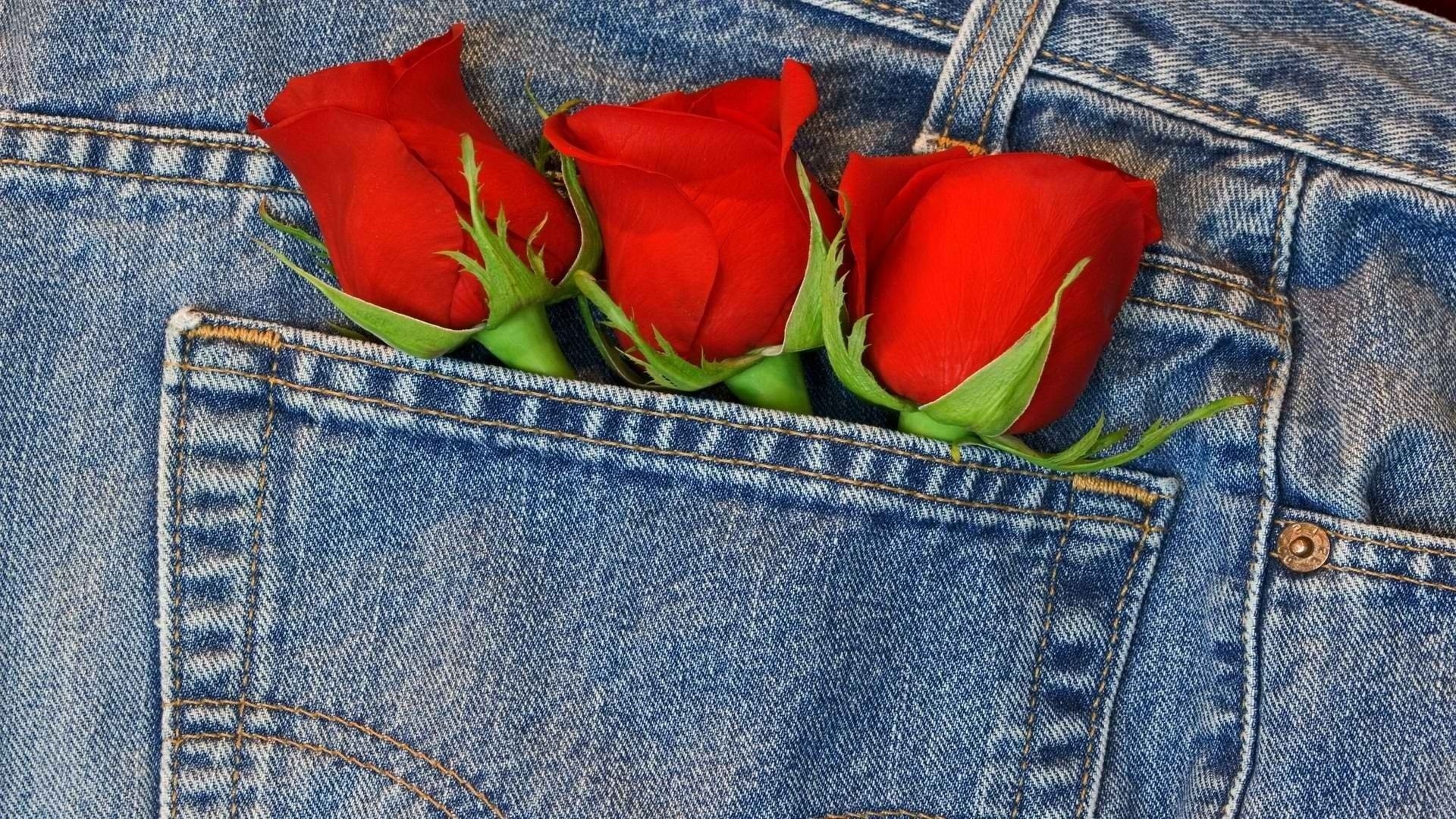 roses jeans poche