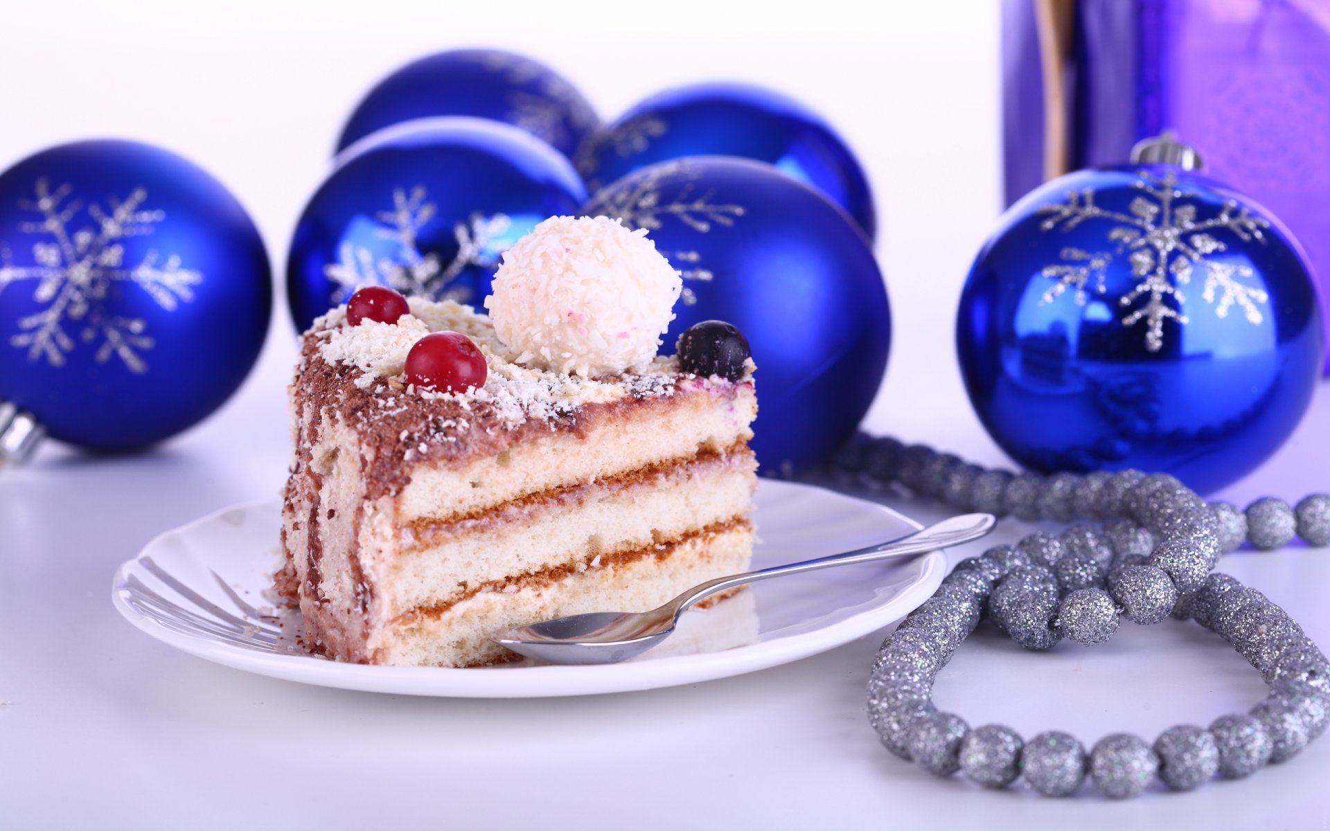 dessert gâteau régal décorations de noël bleu boules vacances nouvel an