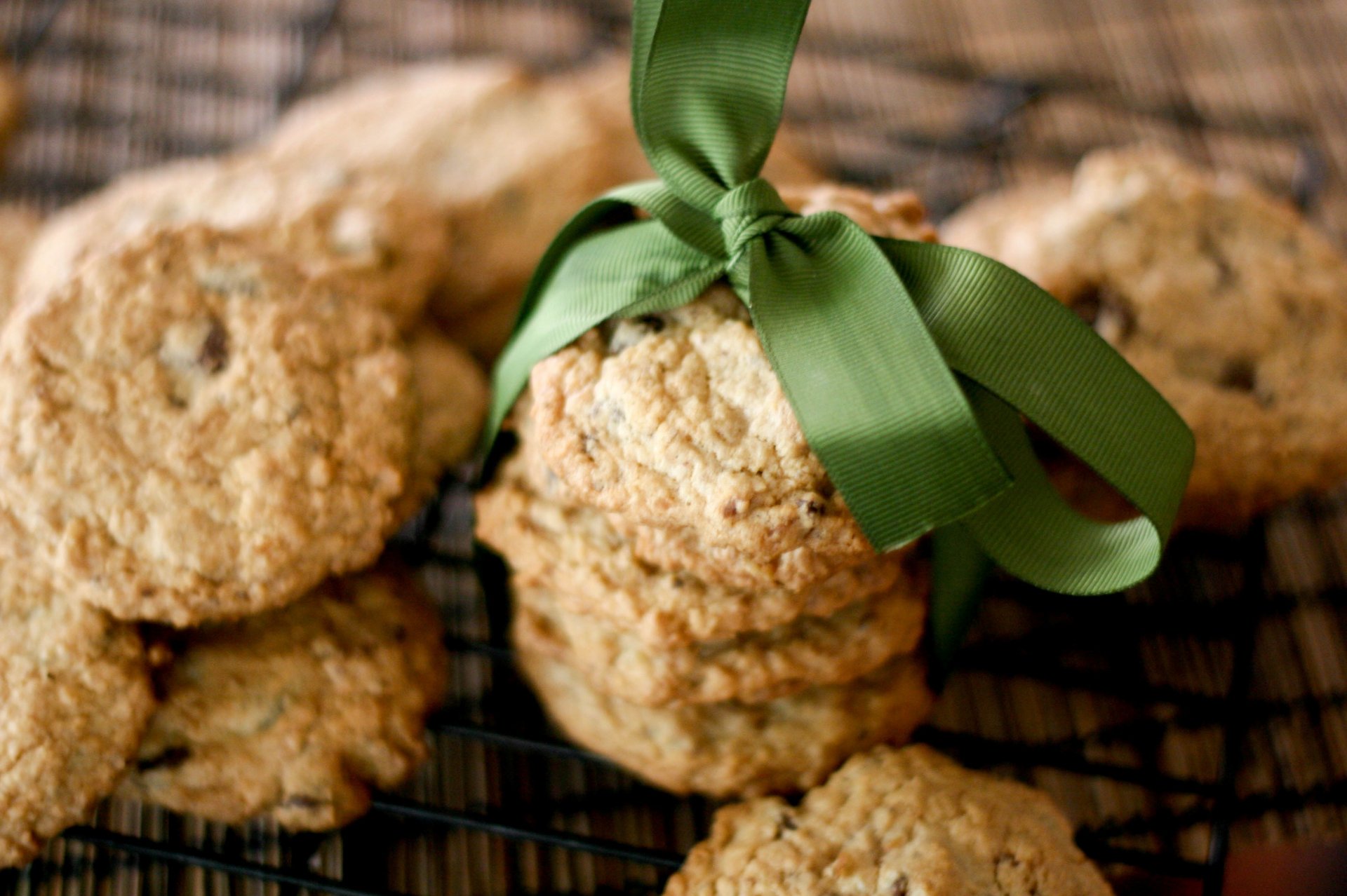 nourriture biscuits cadeau arc vert cuisson biscuits fond papier peint écran large plein écran écran large écran large