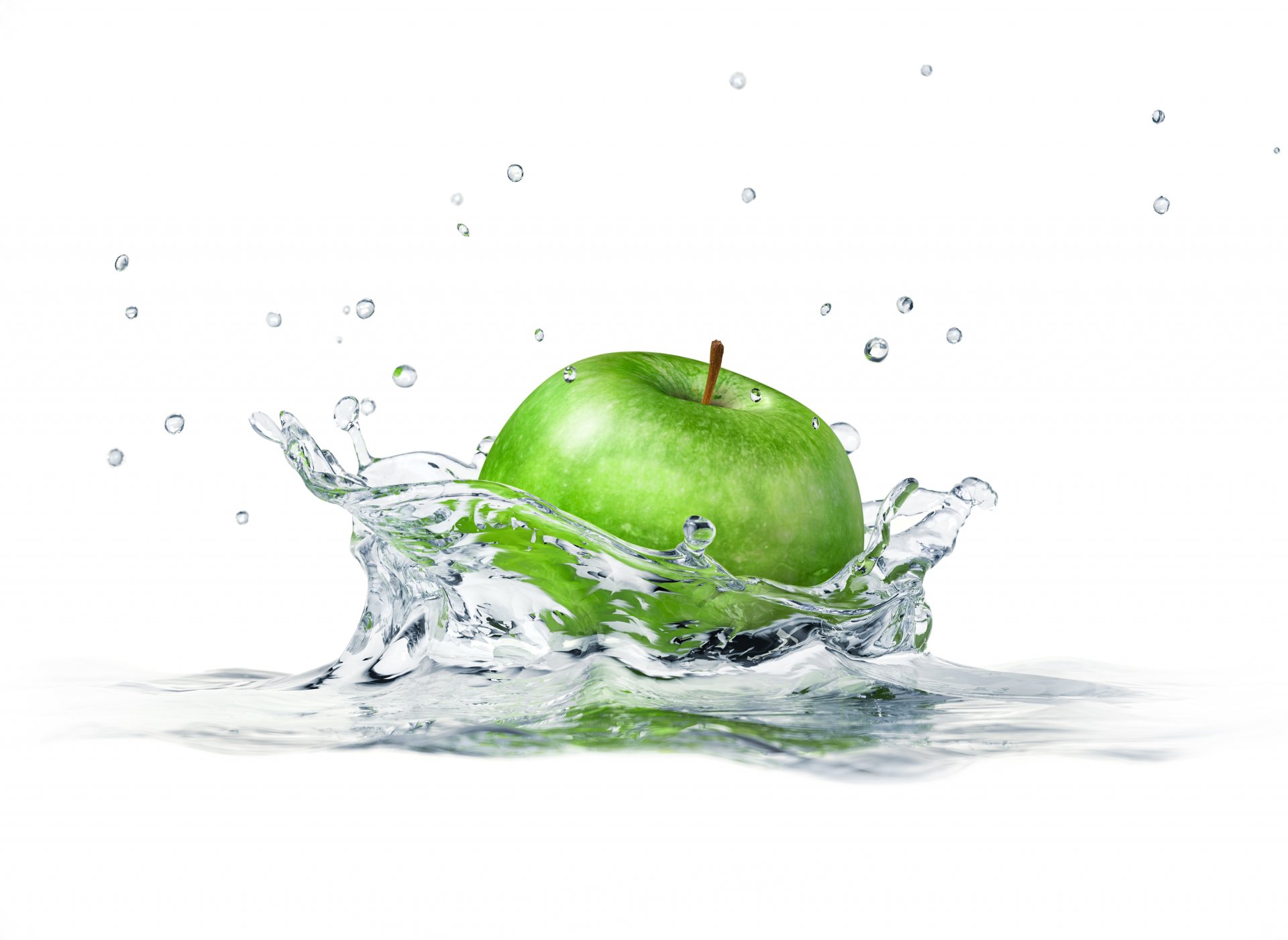 white background apple spray water spray