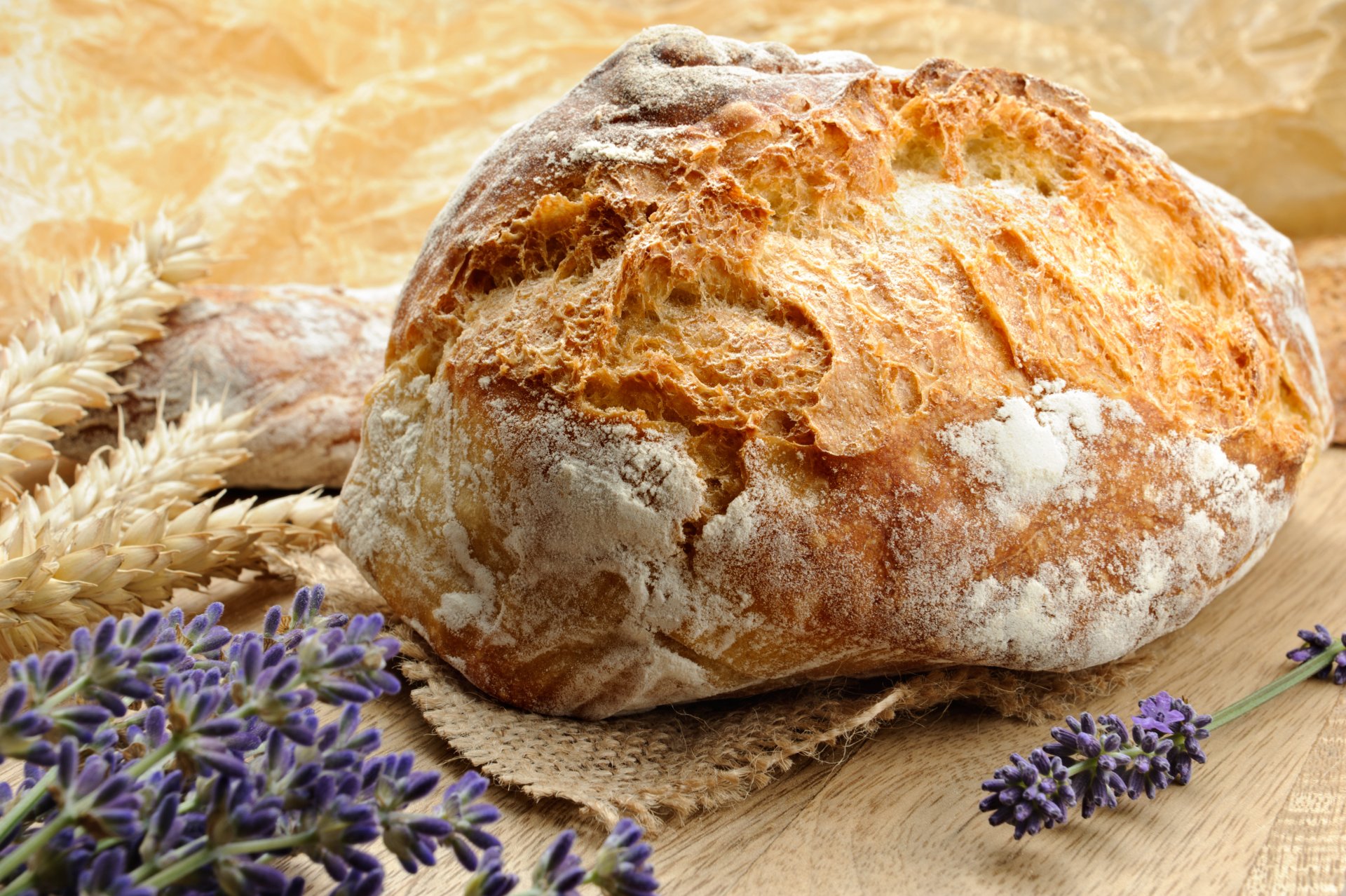 bread baking food lavender flower table