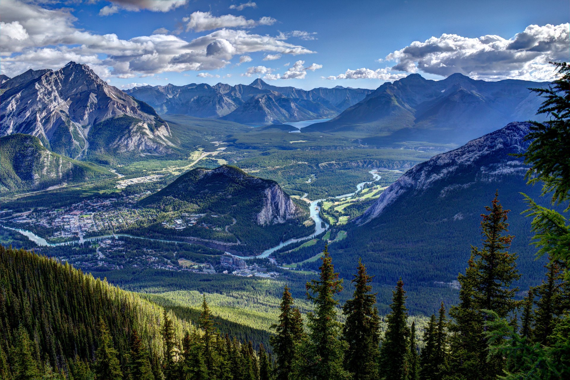 banff landschaft kanada park berge hdr fichte wolken natur