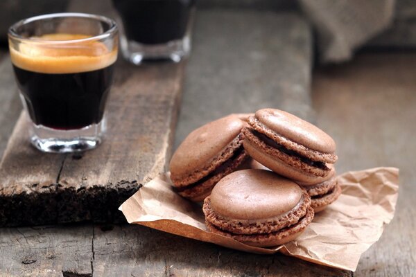 Macaroon and aromatic natural coffee