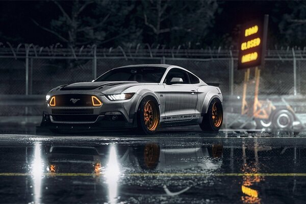 Mustang por la noche hermoso fondo