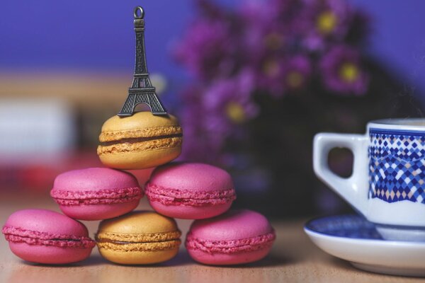 Colorful macaroons in the form of an Ephel Tower