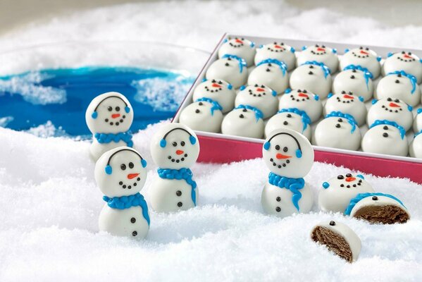 Bonbons de Noël en forme de bonhommes de neige