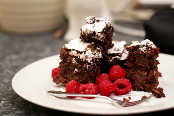 Dessert aus einem mit Pulver bestreuten Shokolodango-Cupcake