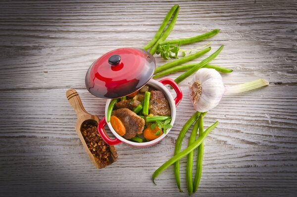 Fond d écran casserole avec de la viande