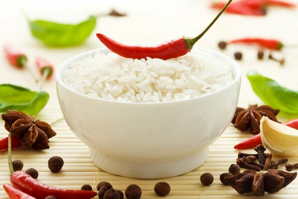 Desktop wallpaper rice with pepper