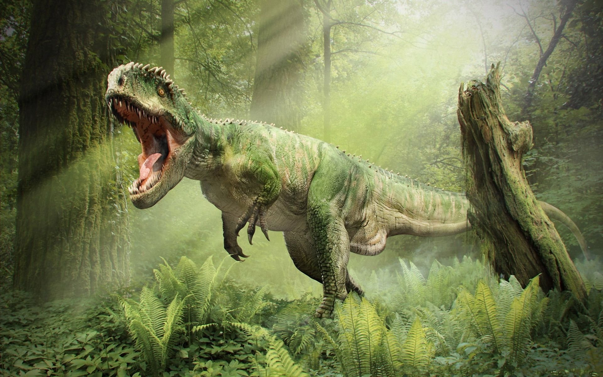 tyrannosaurus rex dinosaurier t-rex brüllen rachen wald