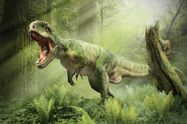 Der Tyrannosaurus greift an. Großer Wald