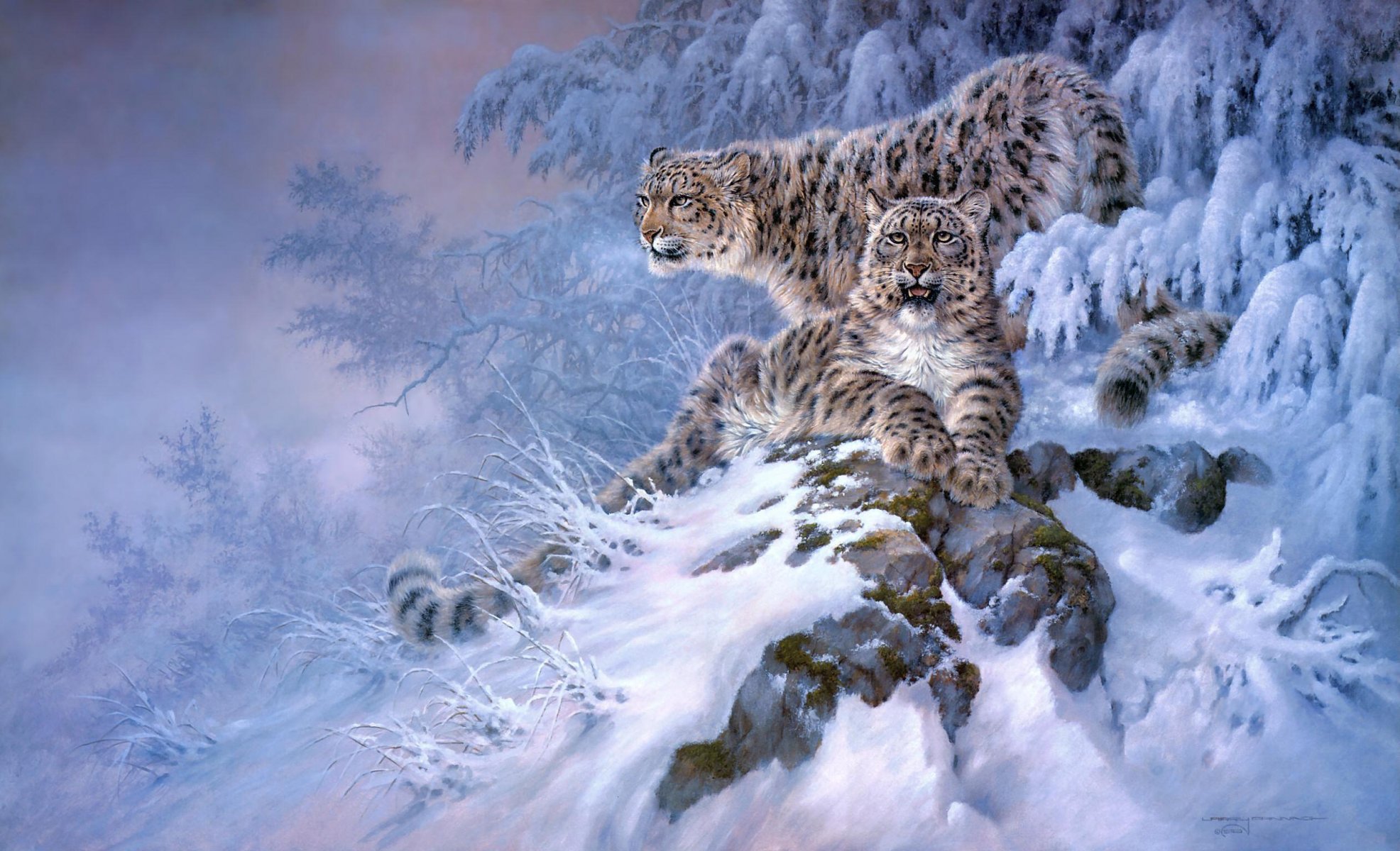 now leopard winter snow forest art