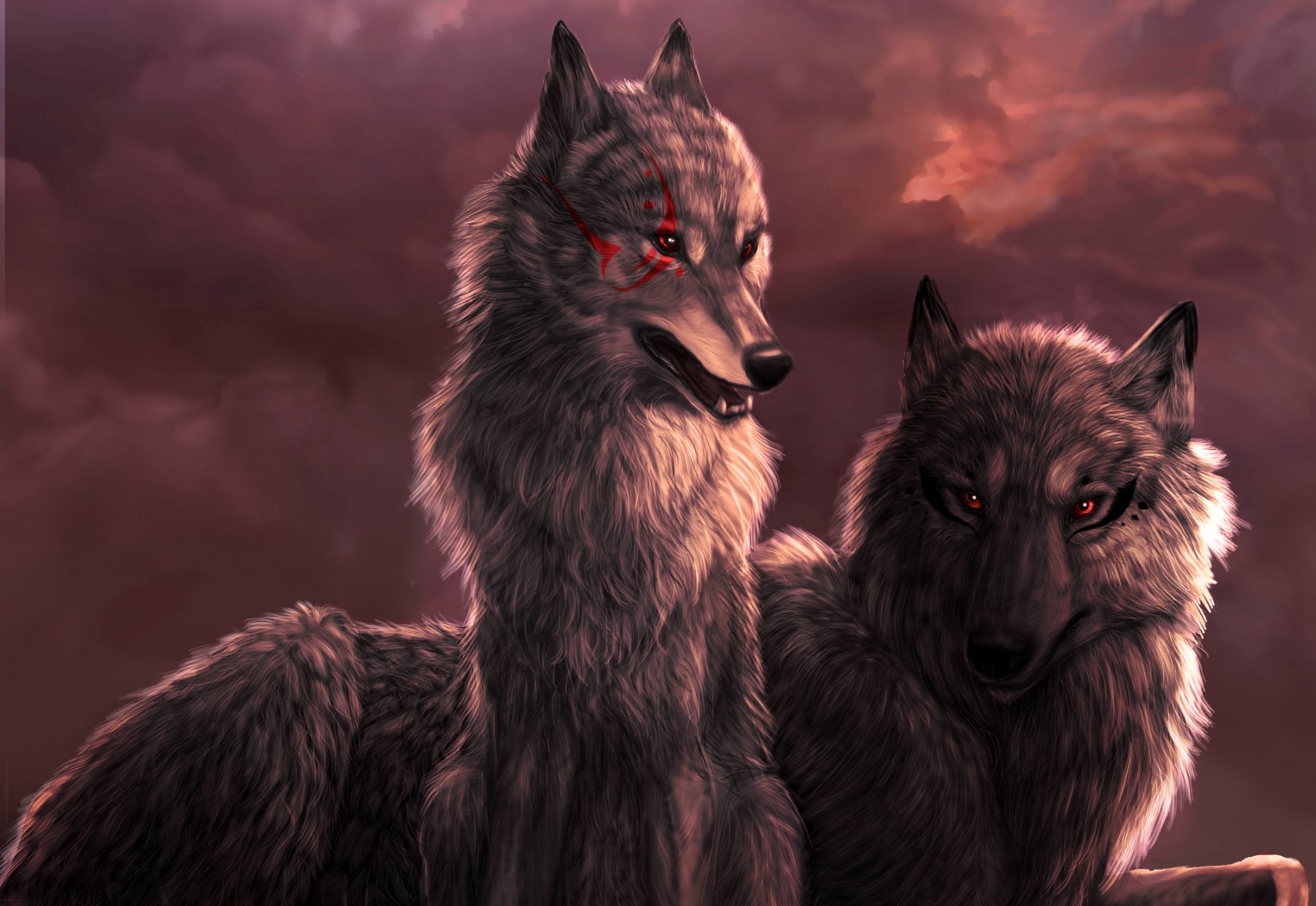 kunst dark_sheyn wolf wolf sonnenuntergang wolken