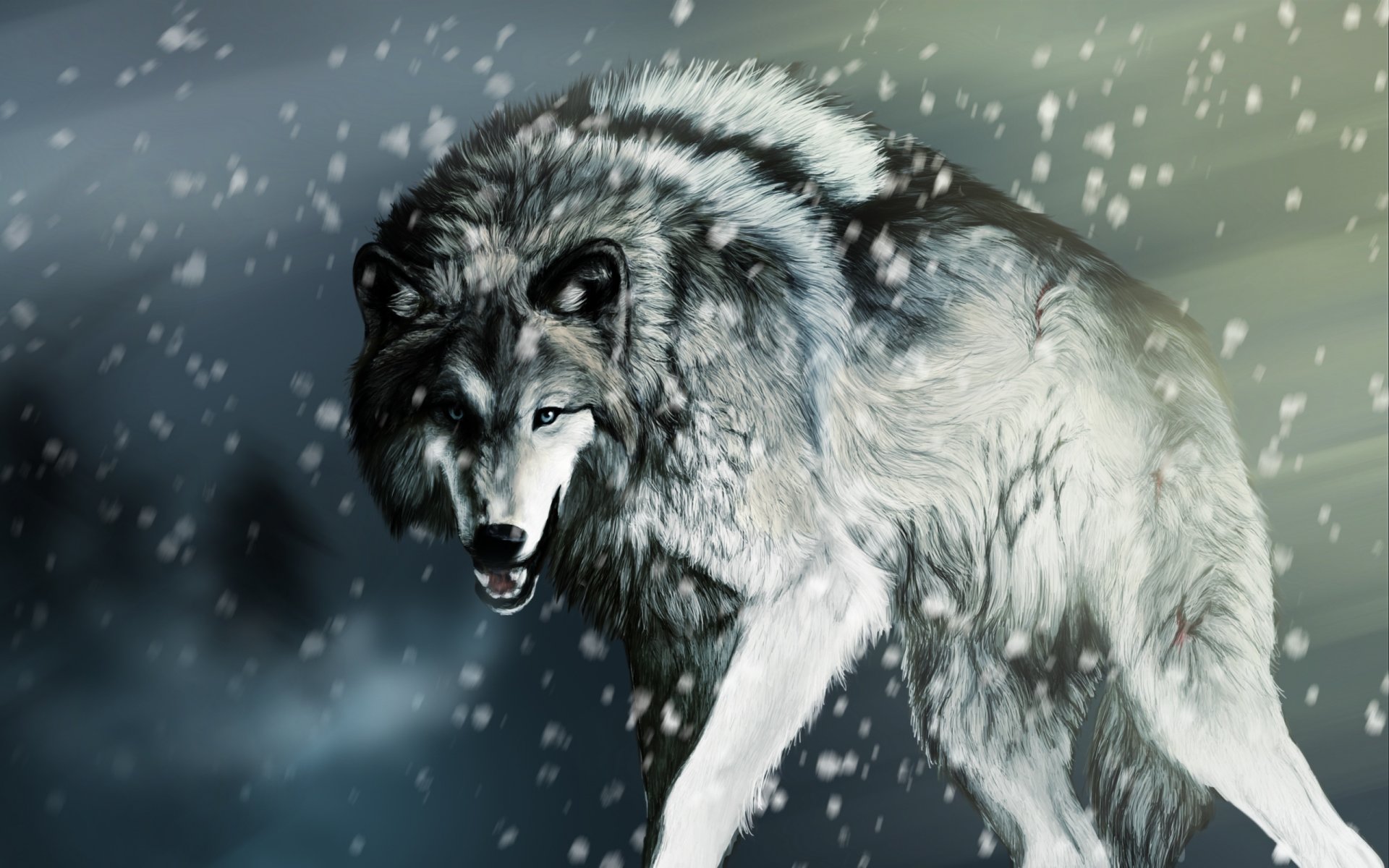 lobo nieve renderizado