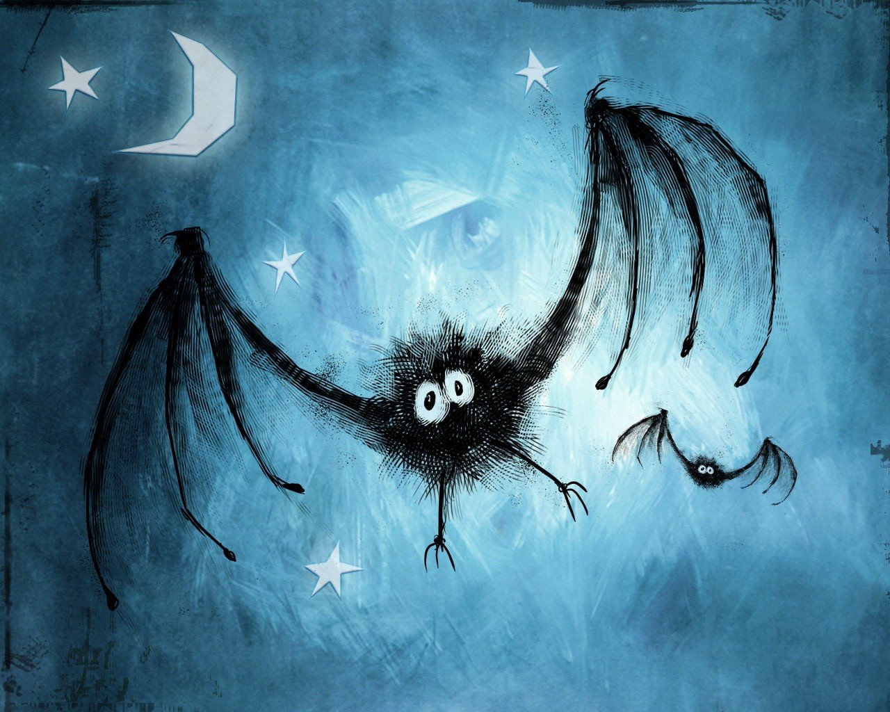 chauve-souris dessin bleu