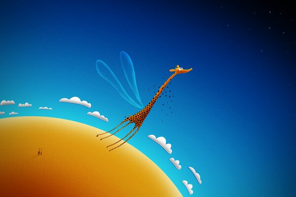 Giraffa appuntata volò nel cielo