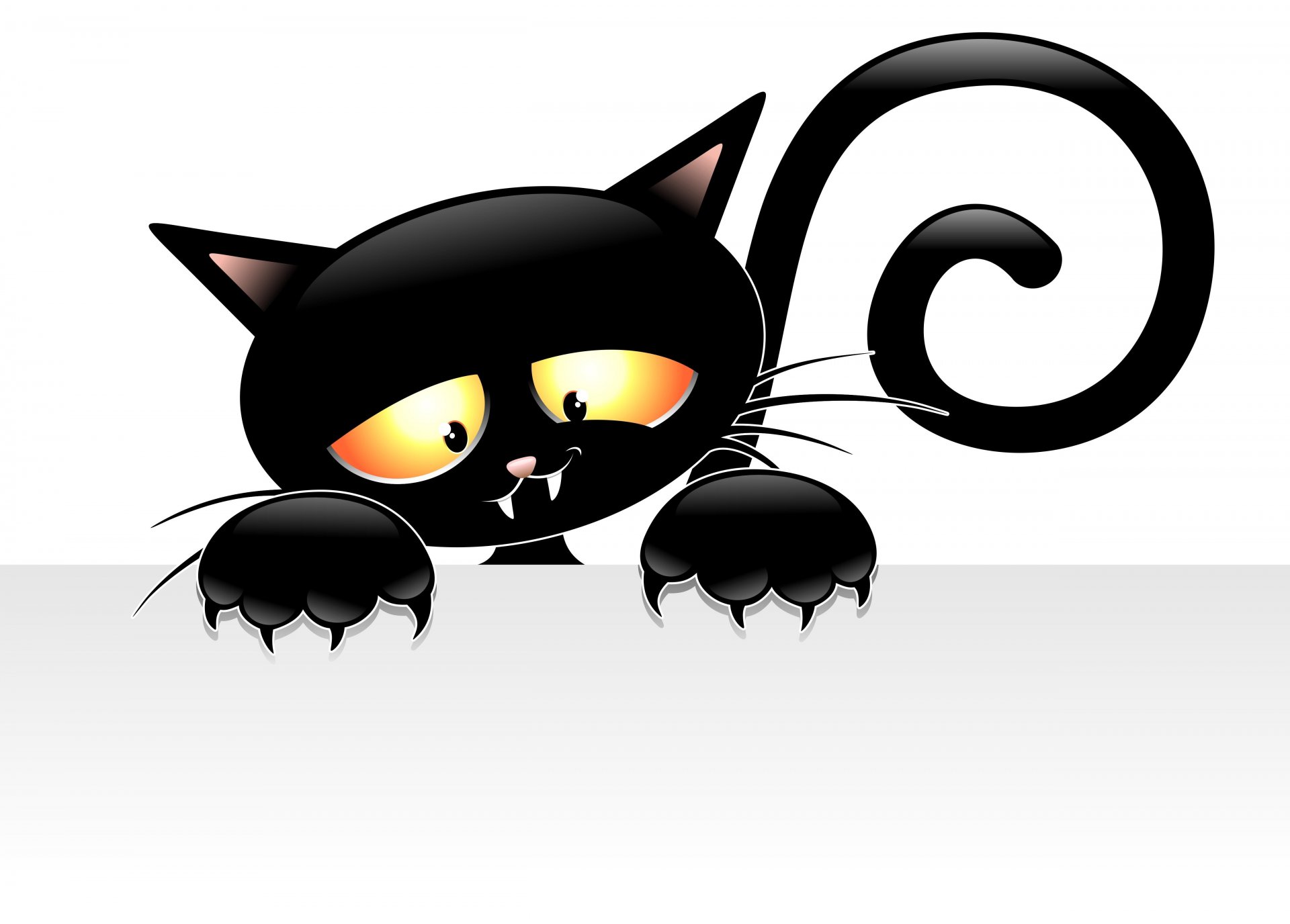 black cat vector view ears tail foot claws background