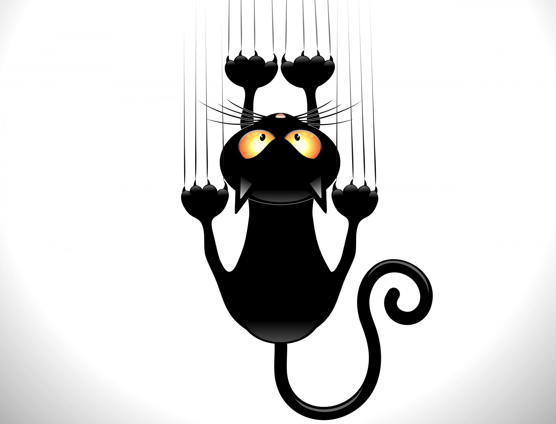 gato negro animal mirada garras cola vector