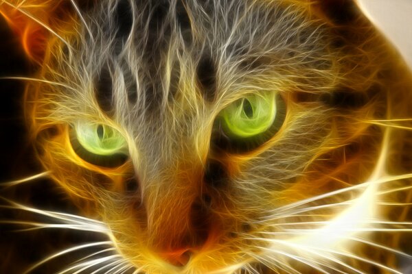 Art image of a fiery cat